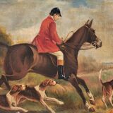 Oil painting signed Nubet "The Hunt"