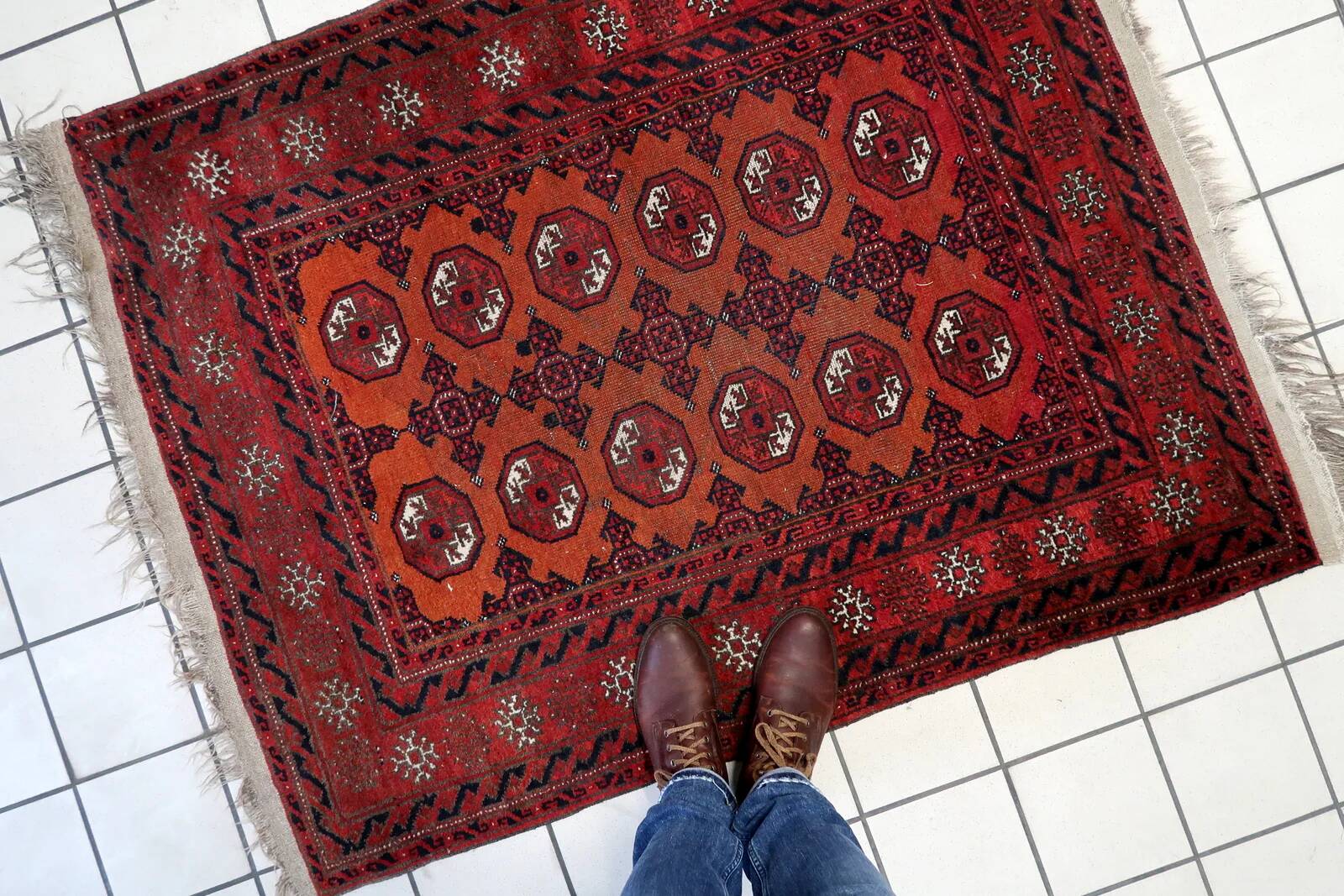 Handmade antique Afghan Baluch rug 118cm x 149cm, 1920s