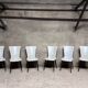 Serie de 6 chaises Baumann modèle Essor en simili cuir blanc