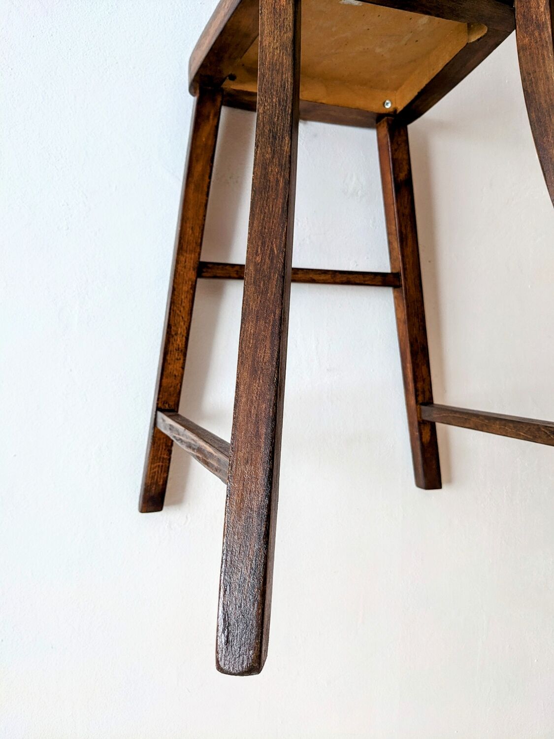 High chair in varnished wood 50s