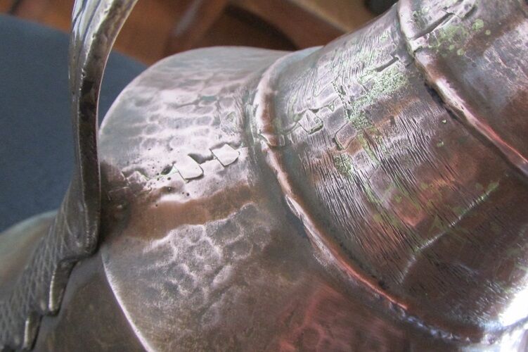 Copper and exotic bronze pitcher