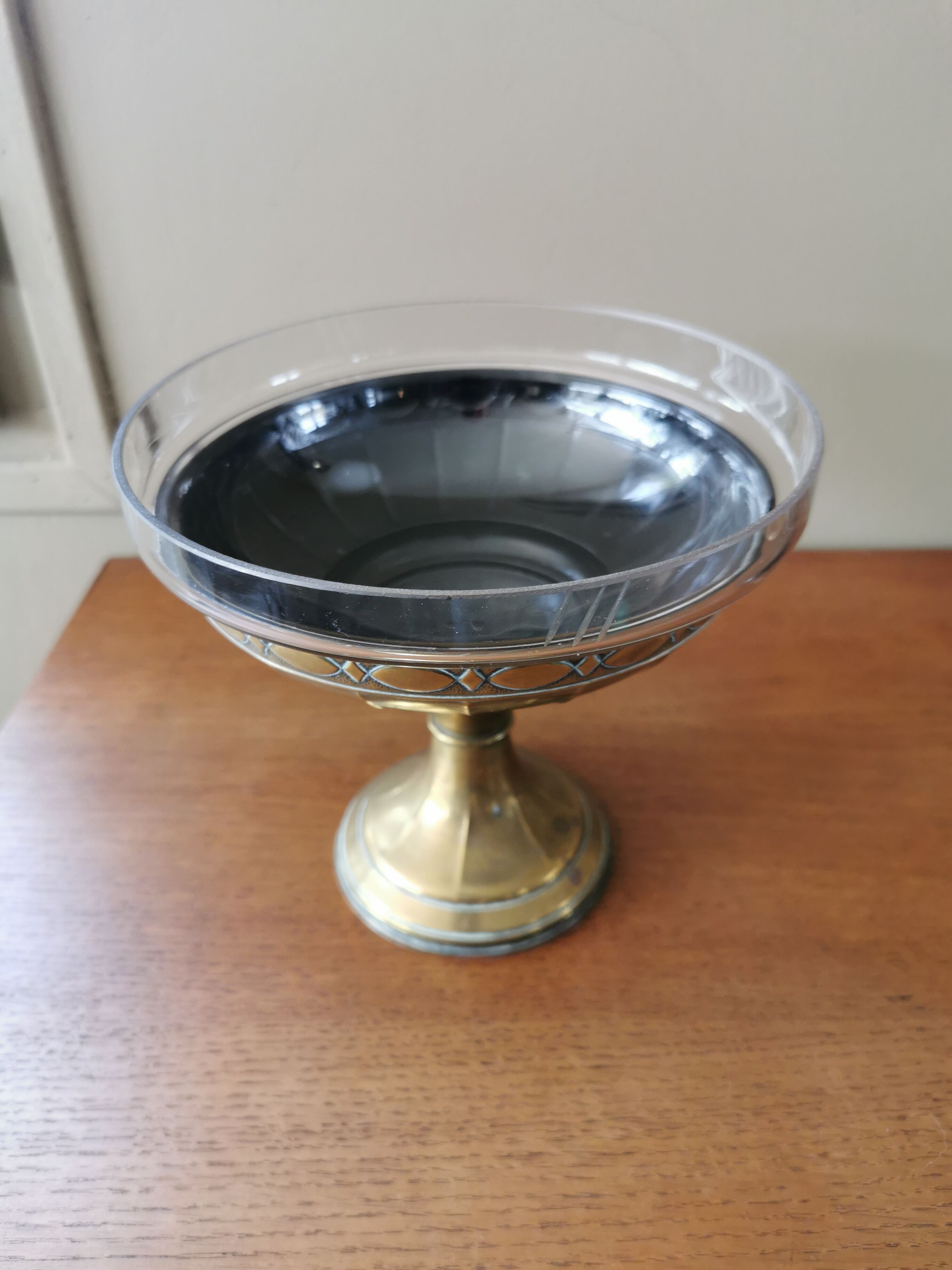 Brass and glass cup
