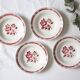 Set of 4 hollow plates Badonviller, red, vintage French, authentic, rare, countryside
