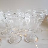 Set of 5 old bistro stemmed glasses, in solid glass, aperitif, digestive, verrine...