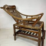 Antique chinese handcrafted bamboo lounge chair, 1900
