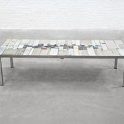 Brutalist Coffee Table by Pia Manu, Ceramic Top, Metal Base, Belgium