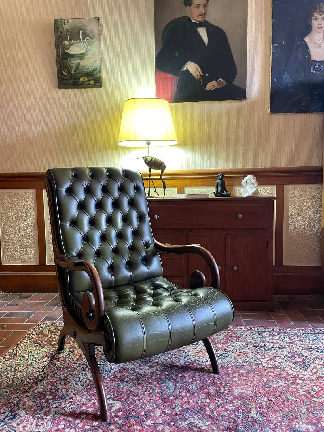 Vintage leather chesterfield armchair