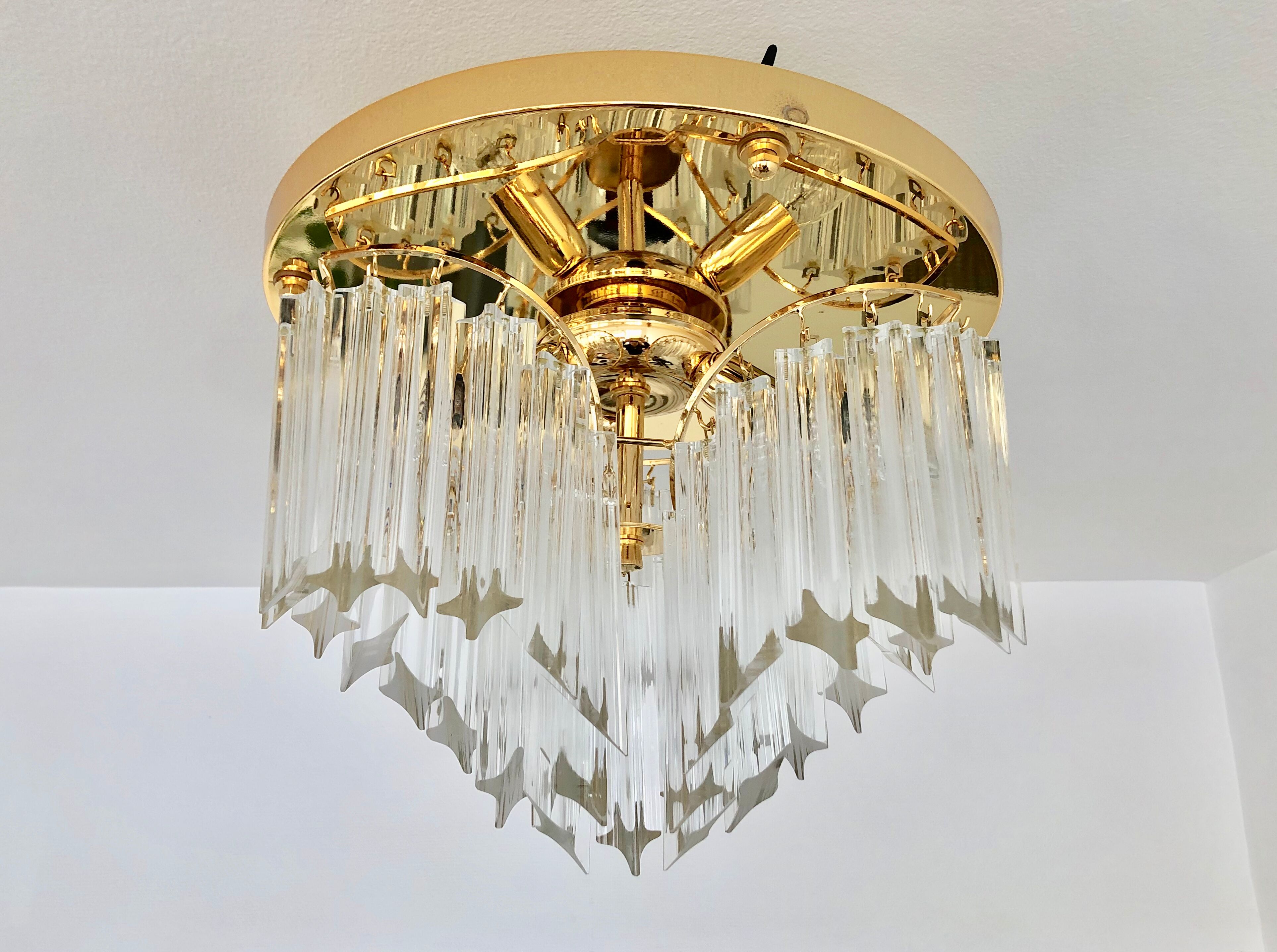 Novaresi Murano glass ceiling lamp, 1970