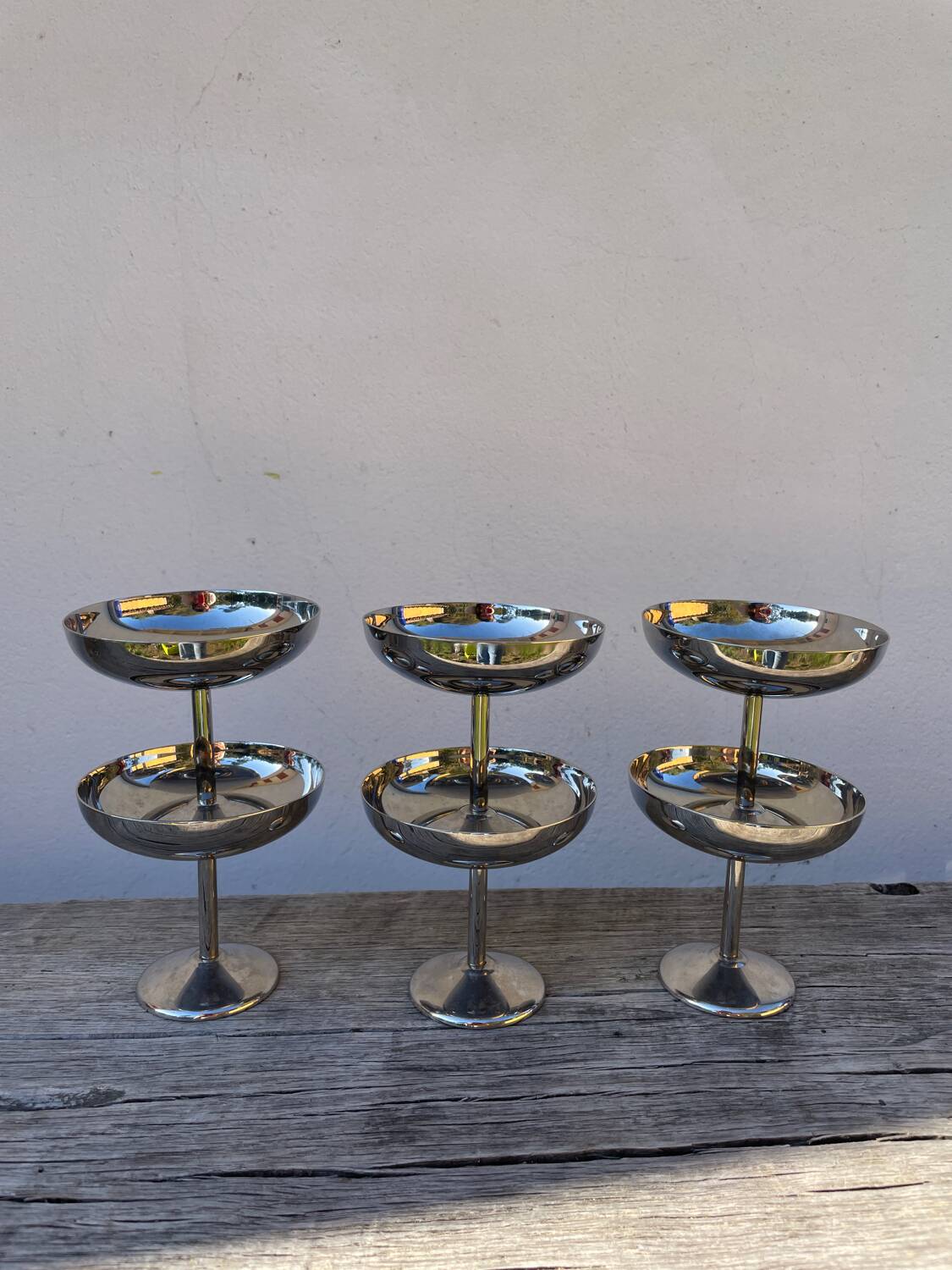 6 coupes sur pied cocktail inox
