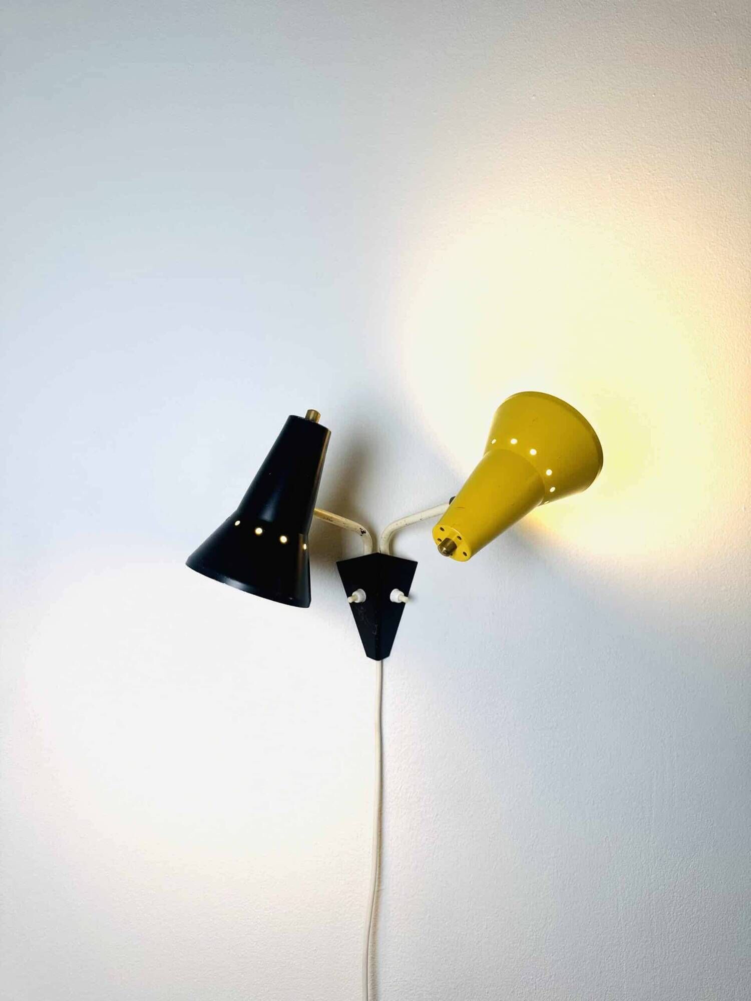 Double Cone Wall Lamp By J.J.M. Hoogervorst For Anvia Nederland, The Netherlands Early 1950S