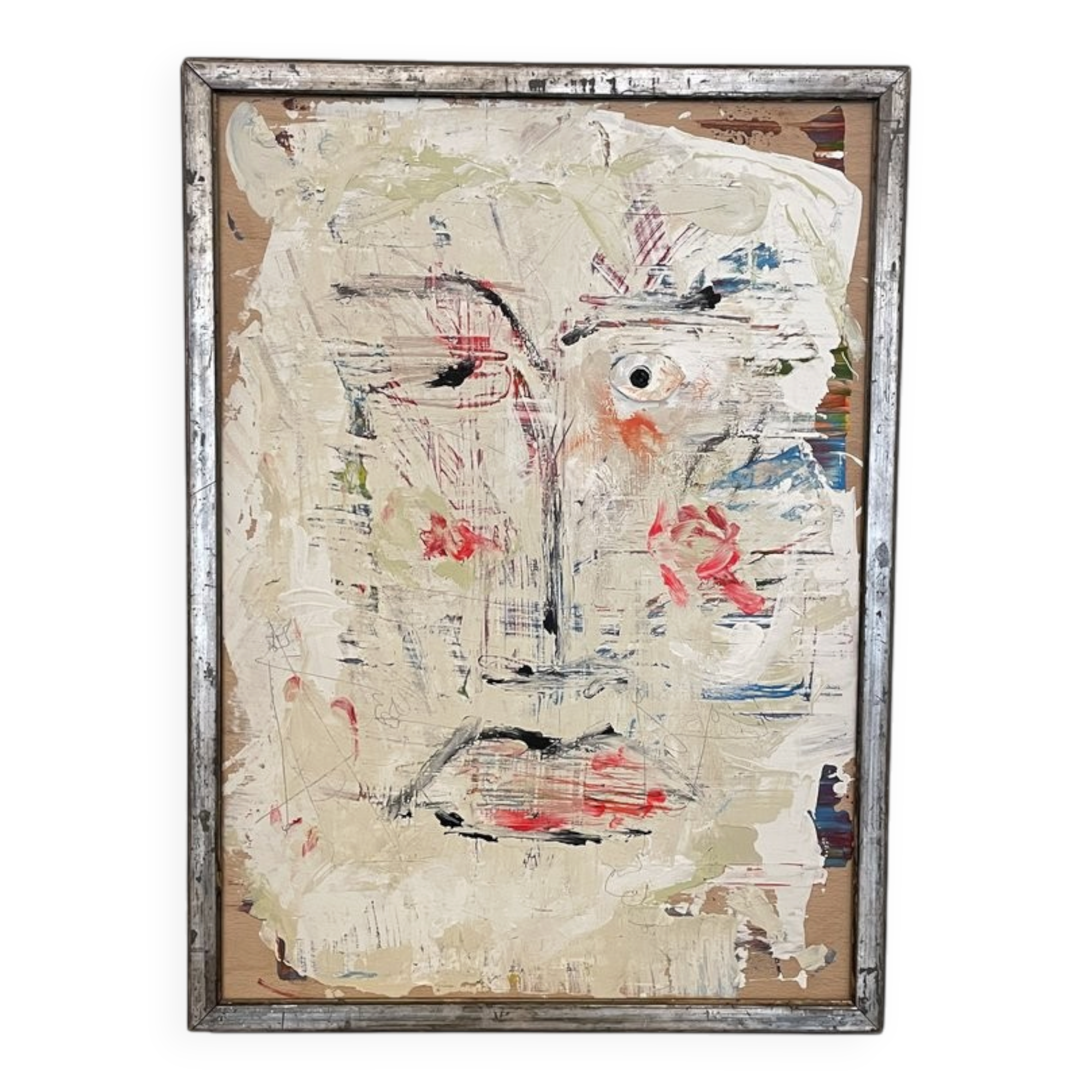 Modern Abstract Painting, Acrylic on Wood, Framed