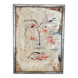 Modern Abstract Painting, Acrylic on Wood, Framed