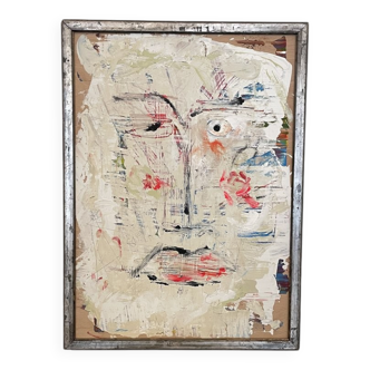 Modern Abstract Painting, Acrylic on Wood, Framed