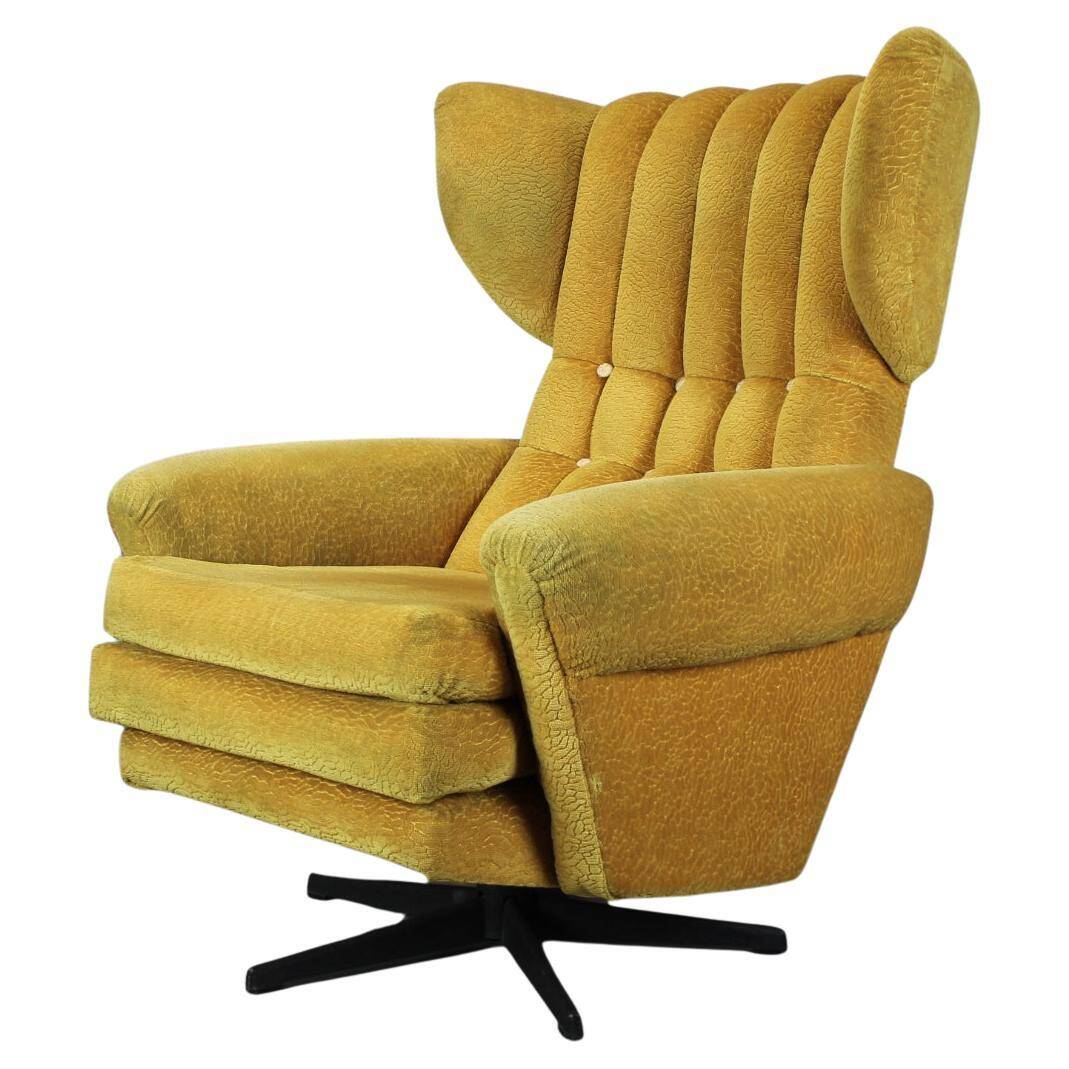 Mid-century style swivel wingback chair from the 1960s, Czechoslovakia