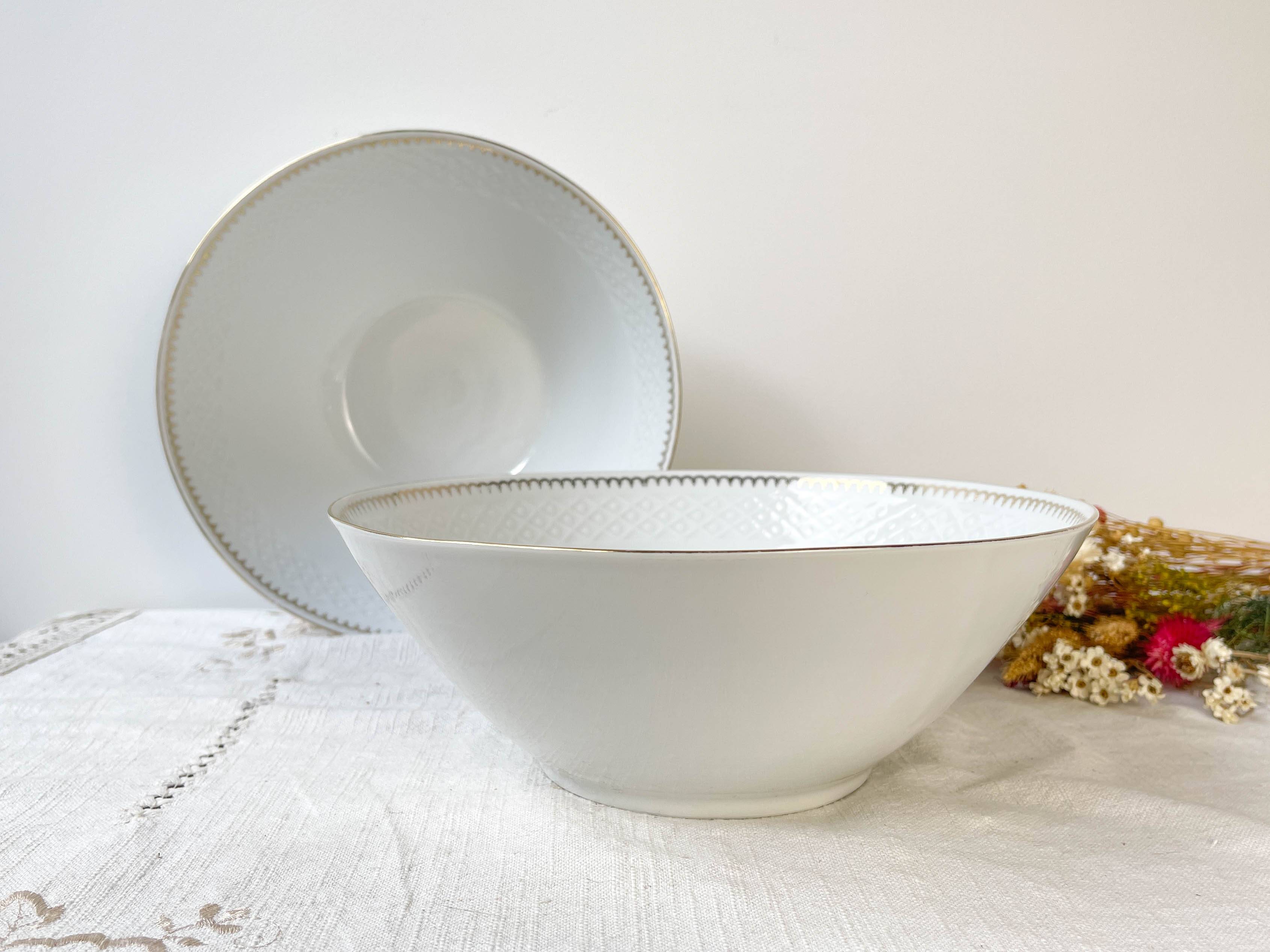 Saladier porcelaine blanche dorée BAVARIA modèle "Annabell"