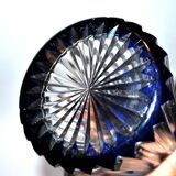 Antique Overlay NELLY carafe in crystal lined with cobalt blue SAINT-LOUIS 1930
