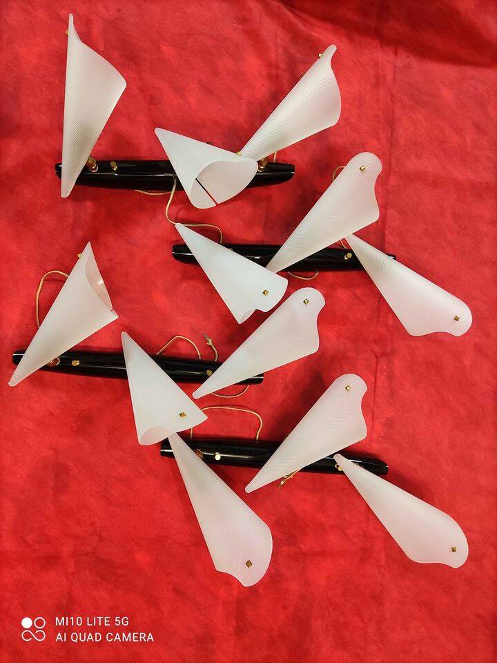 2 vintage plexiglass cornet wall lights 1970