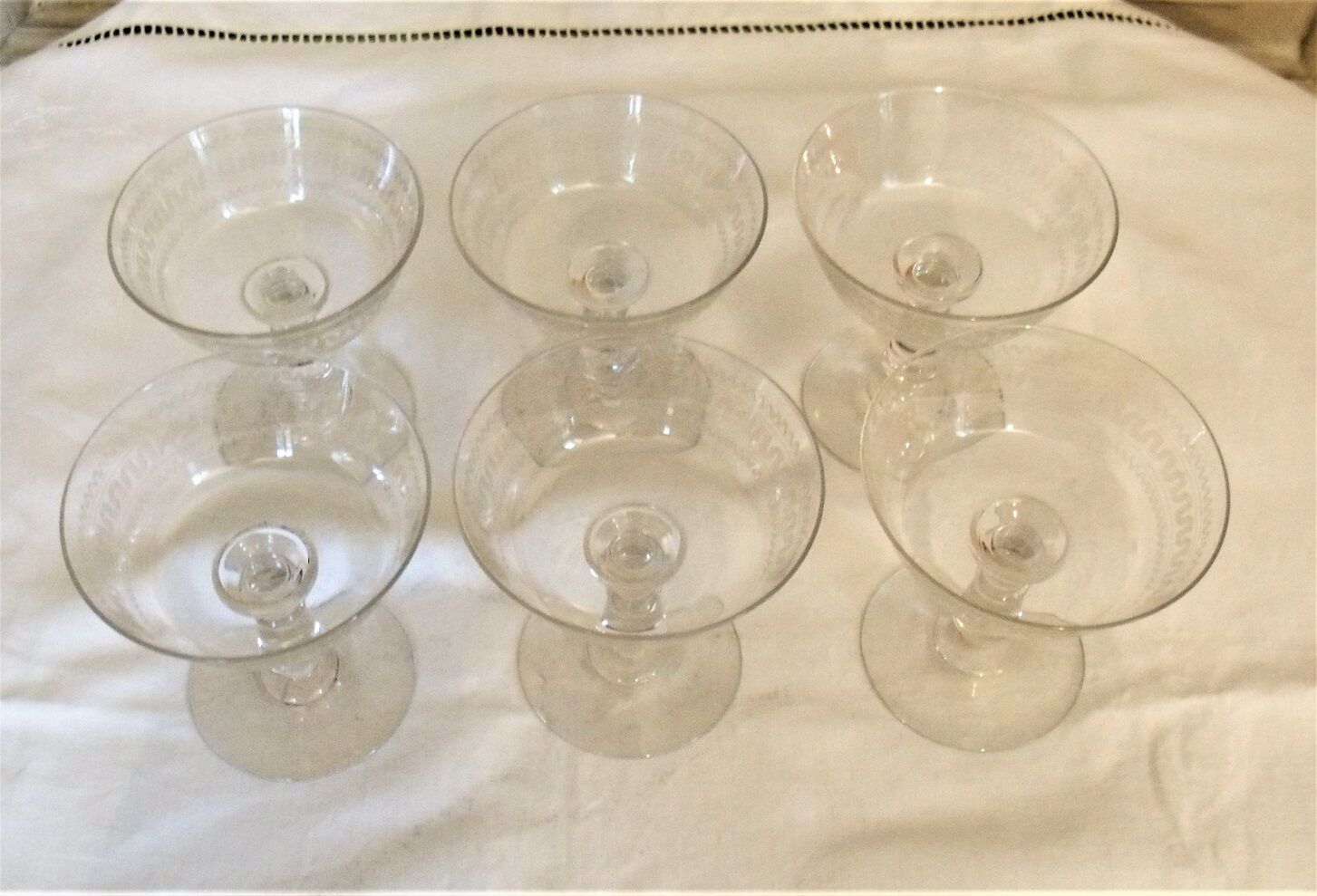 Lot of 6 cups champagne crystal baccarat model greek