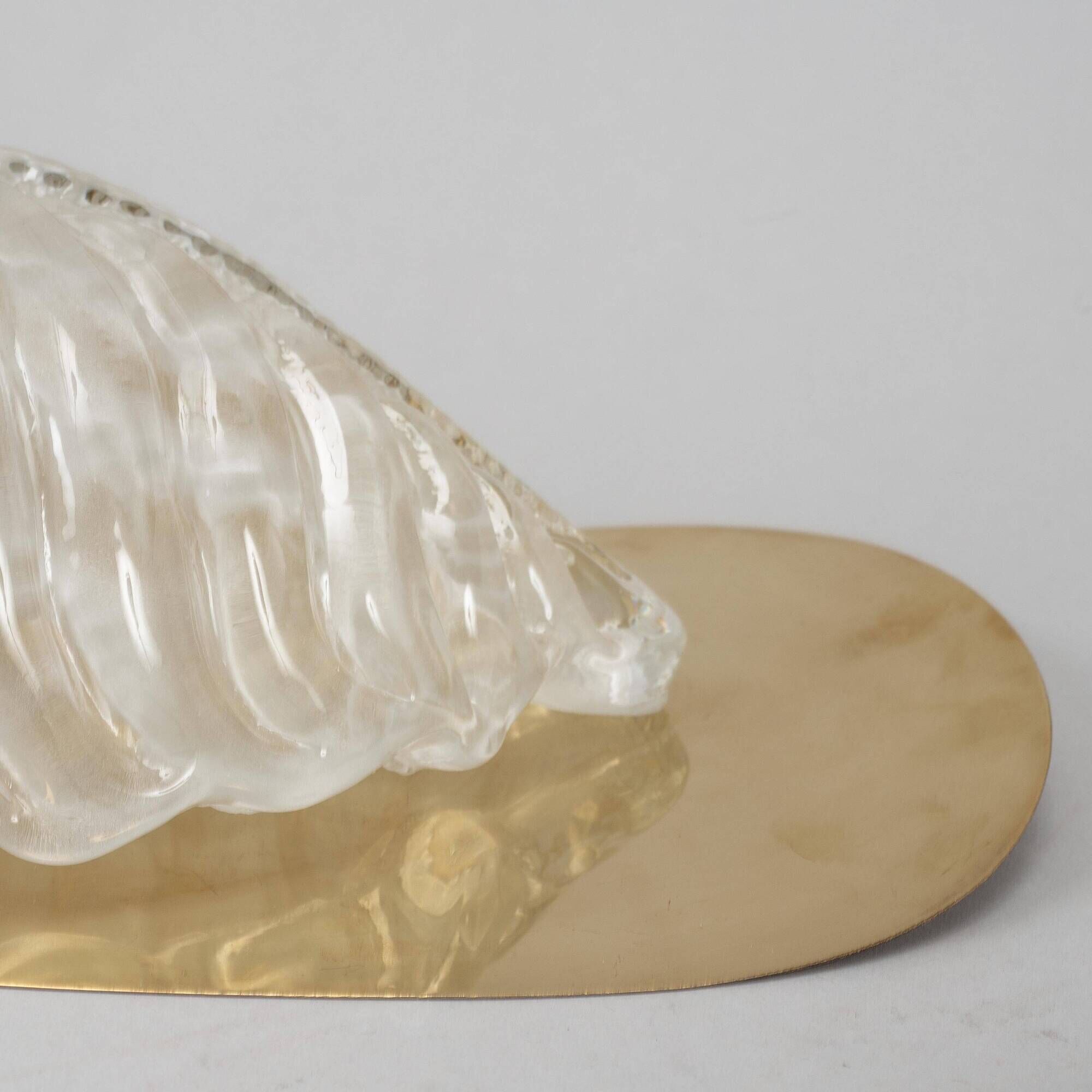 Fritz short brass and glass appliques in the shape of leaves Orrefors, 1960s