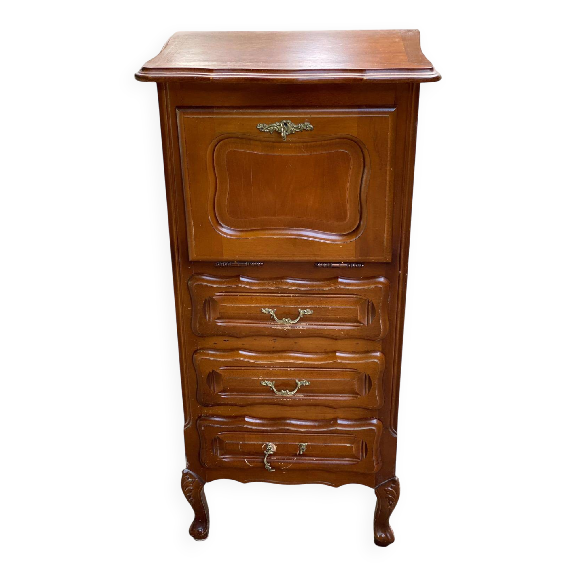 Commode en bois massif Louis XV chiffonnier