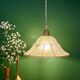 Pendant light with red striped frosted glass shade
