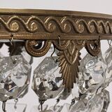 Louis XVI style bronze ceiling light and glass pendants