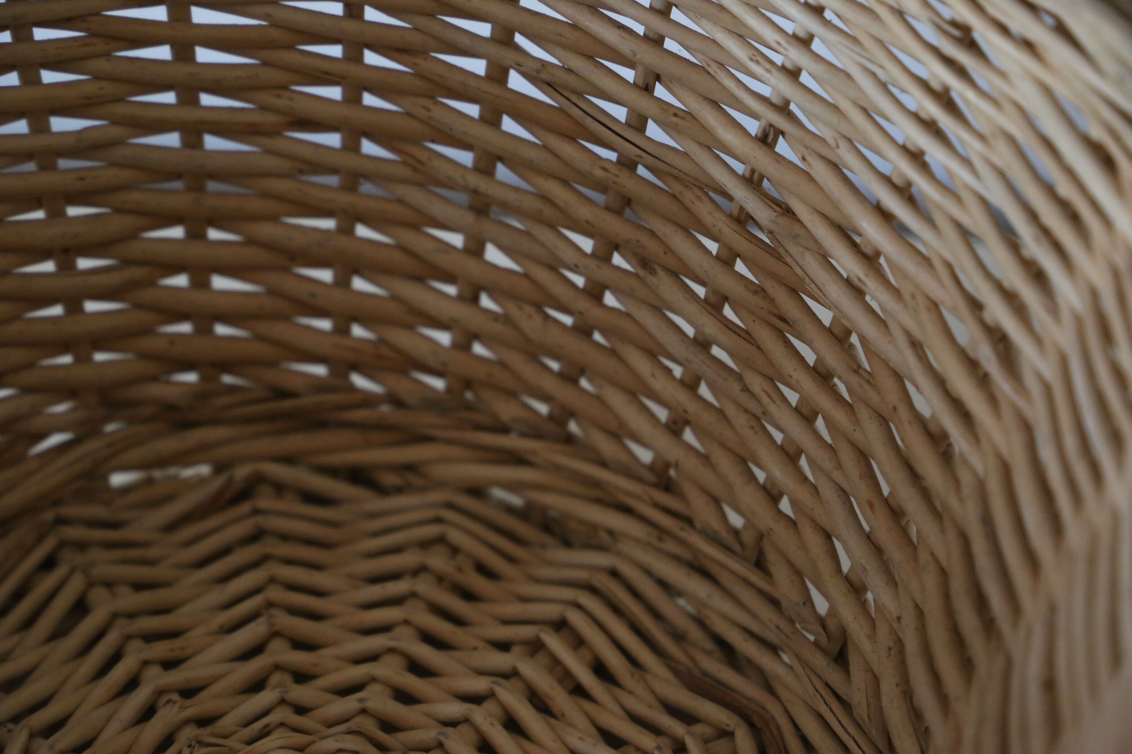Wicker basket with two handles, vintage, french