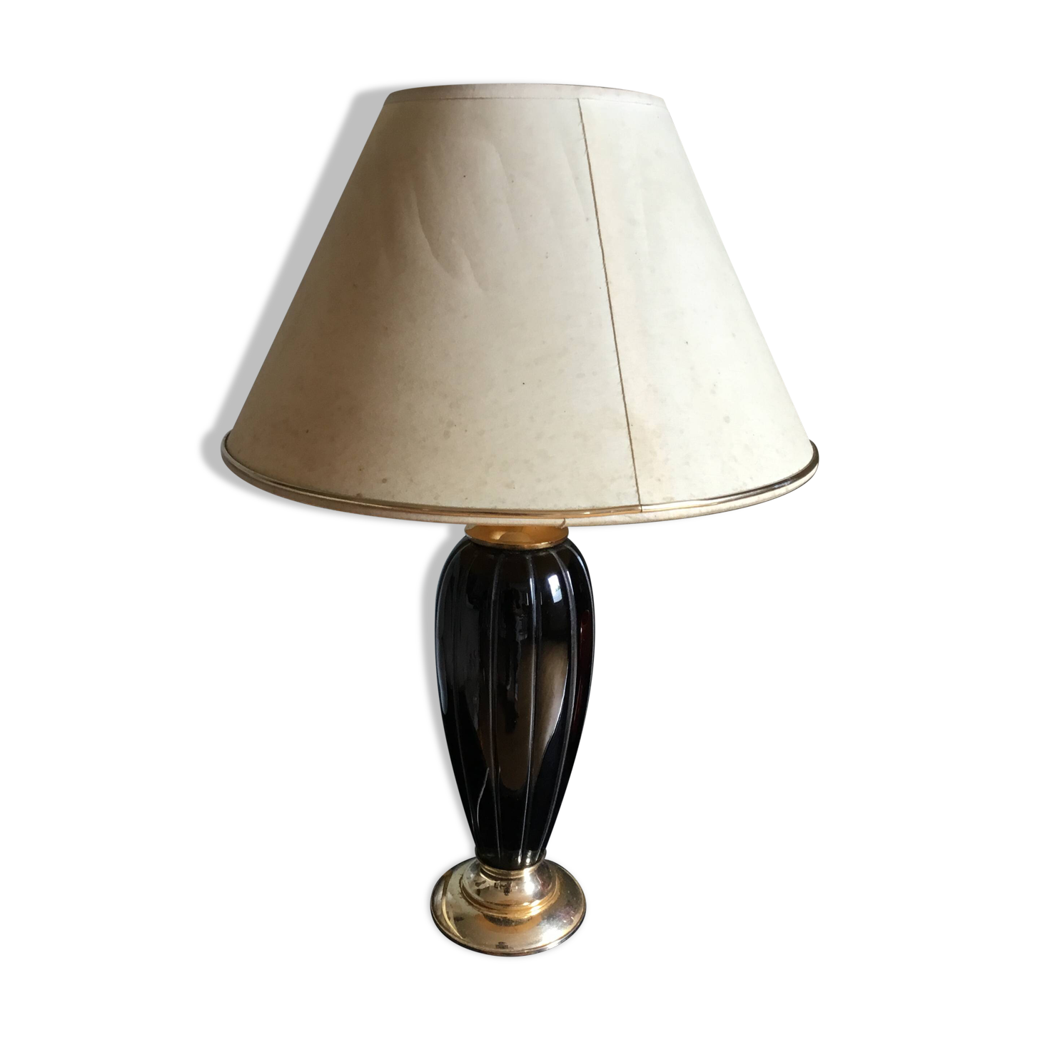 Vintage gold and black ceramic lamp