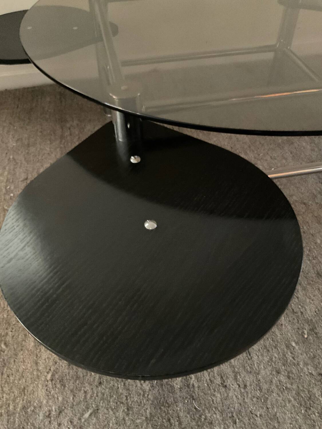 Vintage 1980s coffee table in smoked glass and chrome metal