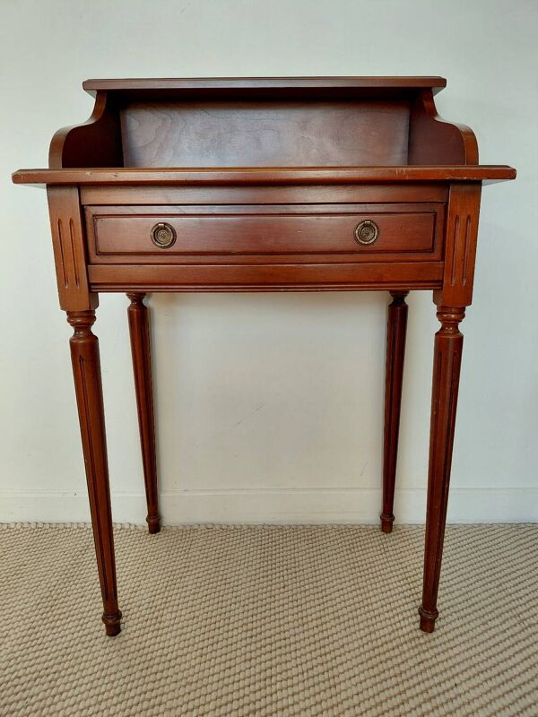 Petit bureau/console vintage en bois-style Louis XVI-1 tiroir