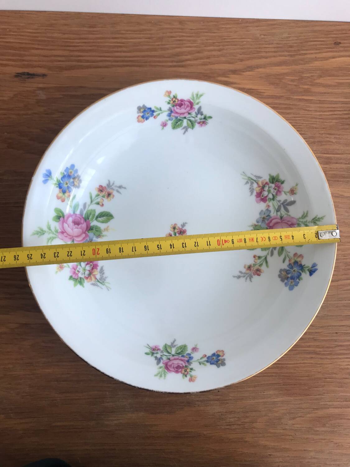 Round Hollow Dish in Limoges Porcelain Signed PCL Fleur