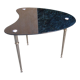 Side table black glass top and metal base