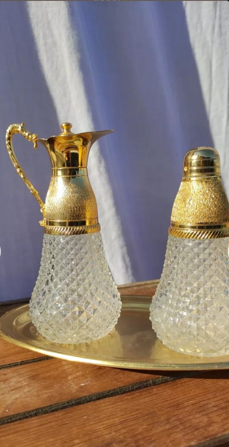 Vintage table set in chiseled glass and gilding
