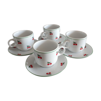 4 tasses à café aux motifs de cerises