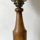 Large Art Deco lamp in Mazda style made of turned wood and opaline.