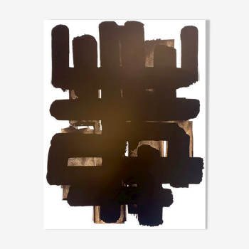 Pierre Soulages, poster representing lithograph #3, Soulages Museum Edition of Rodez, circa 2020