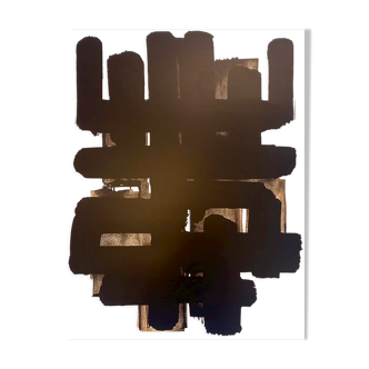 Pierre Soulages affiche représentant la lithographie #3 Édition musée Soulages de Rodez, vers 2020