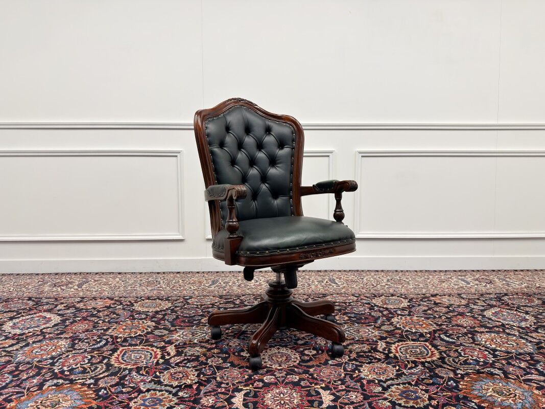 Classic English Chesterfield Desk Chair Green