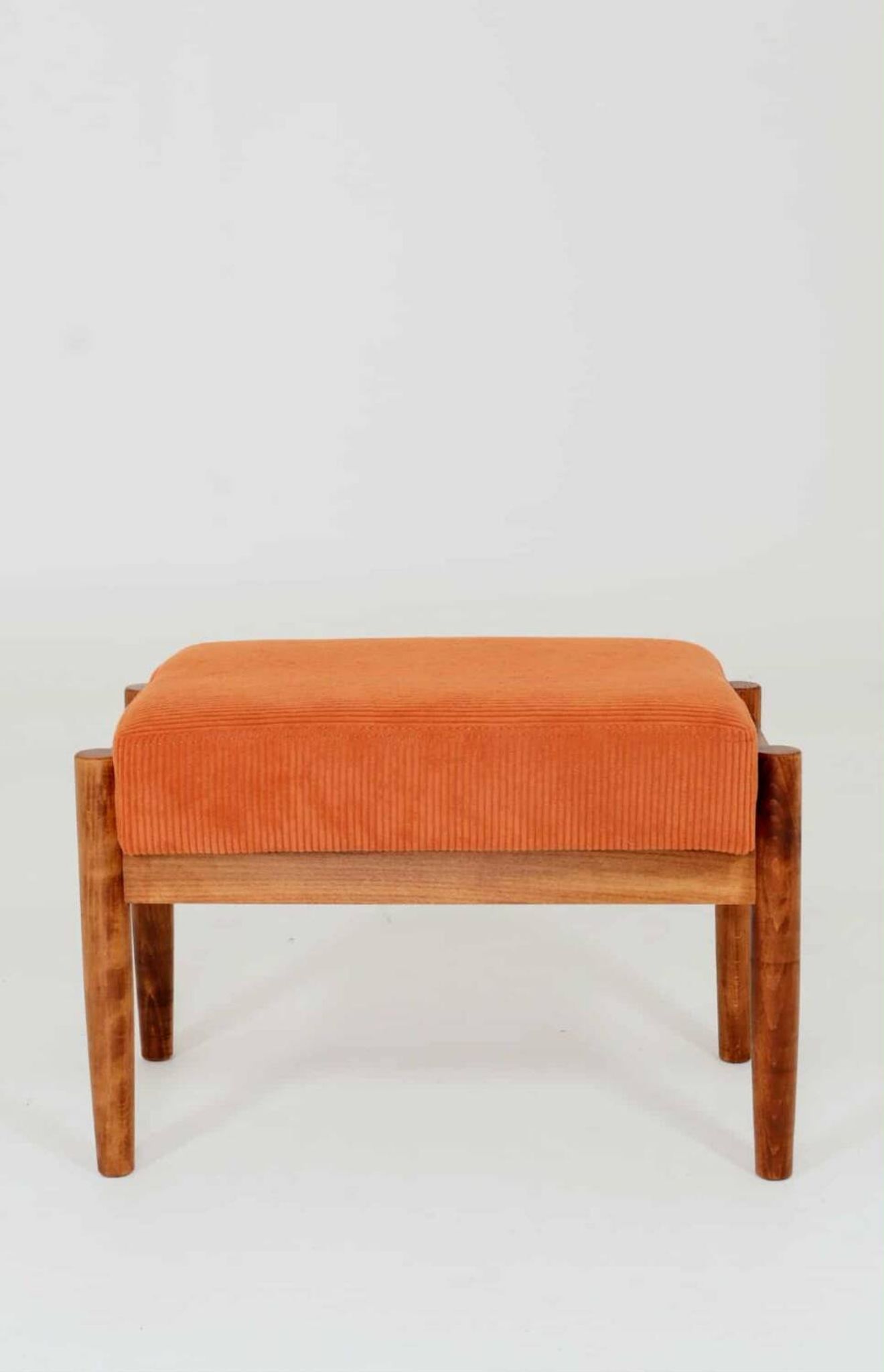 Vintage armchair pumpkin orange corduroy design by H.Lis