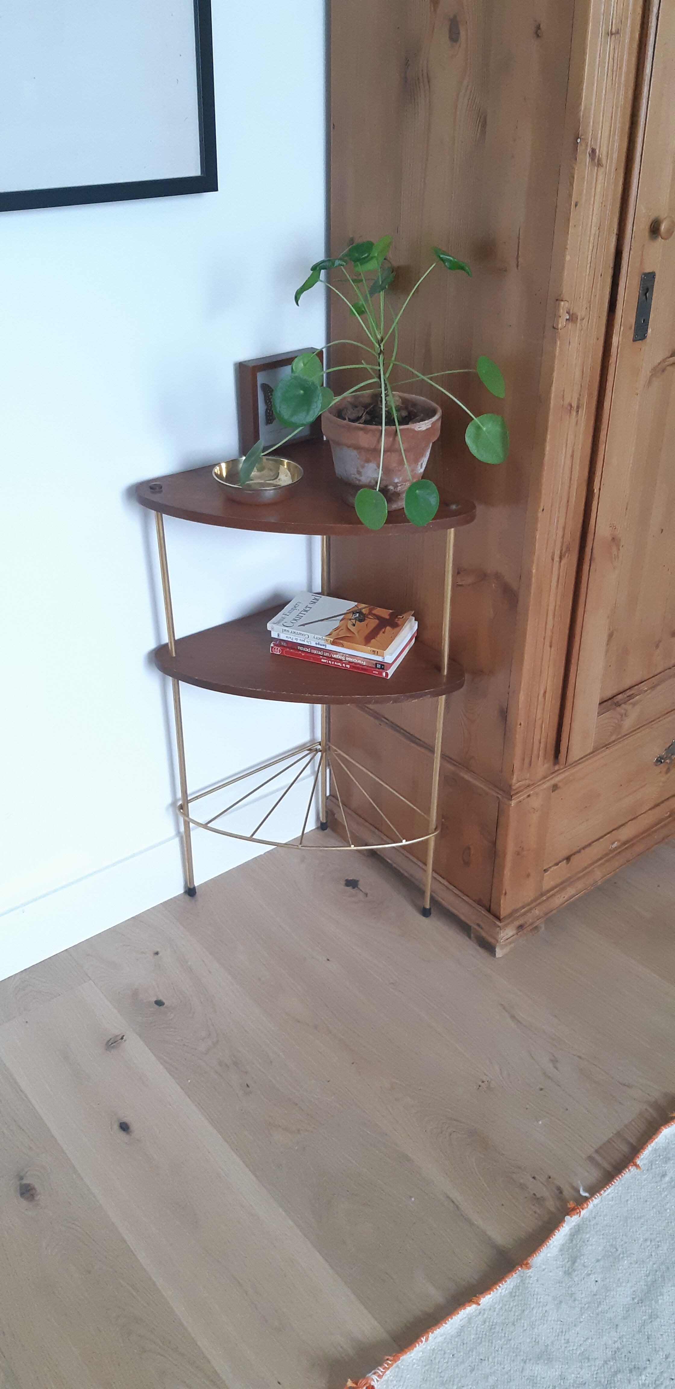 Gold metal corner shelf