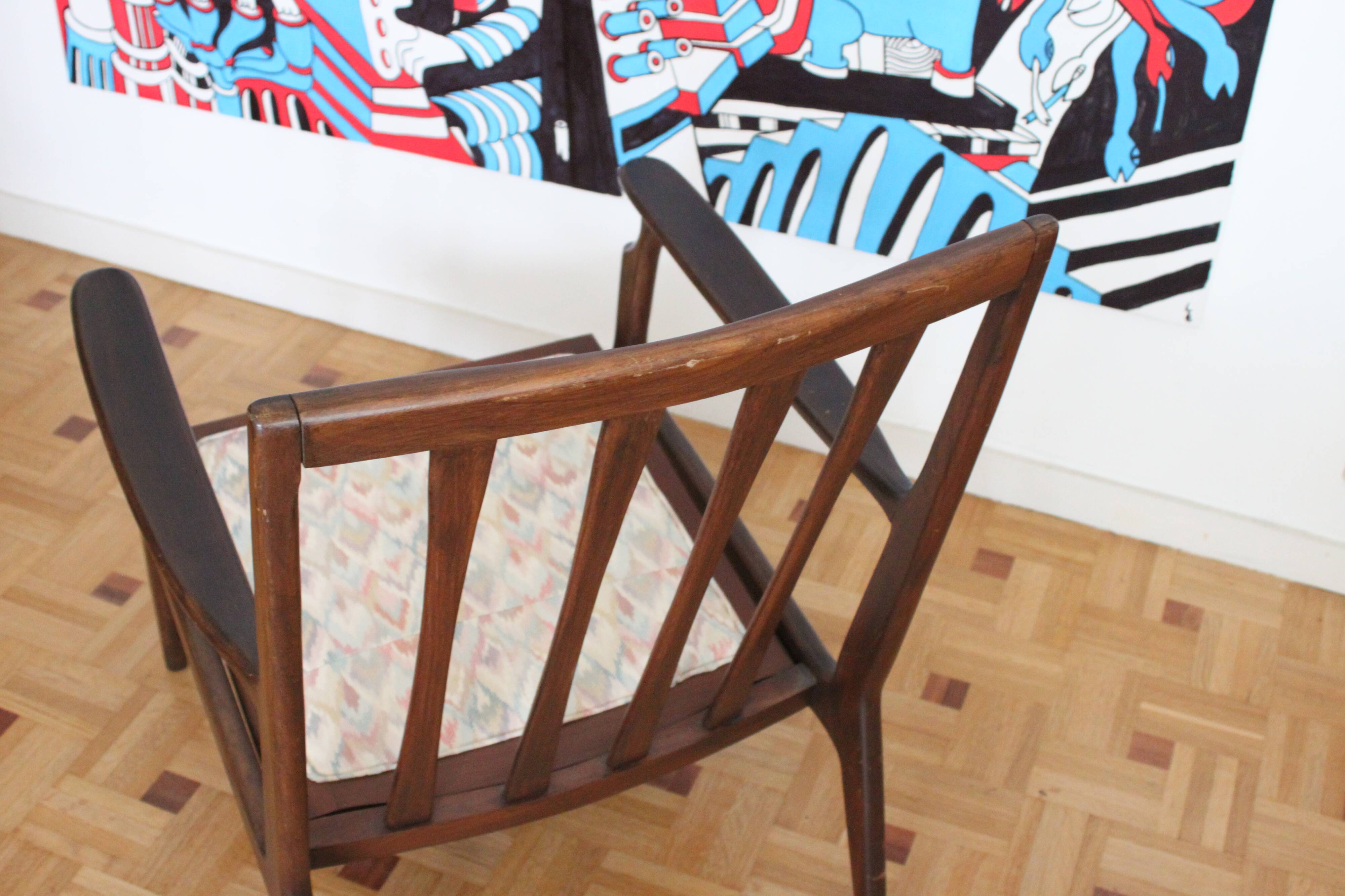 Fauteuil relax vintage en bois de style scandinave, 1950