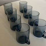 Set of 8 glasses Scandinavian cups Denby-Milnor mid century modern ice blue