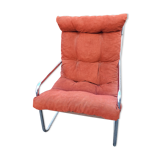 Brick velvet armchair