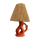 Vintage ceramic and raffia lamp