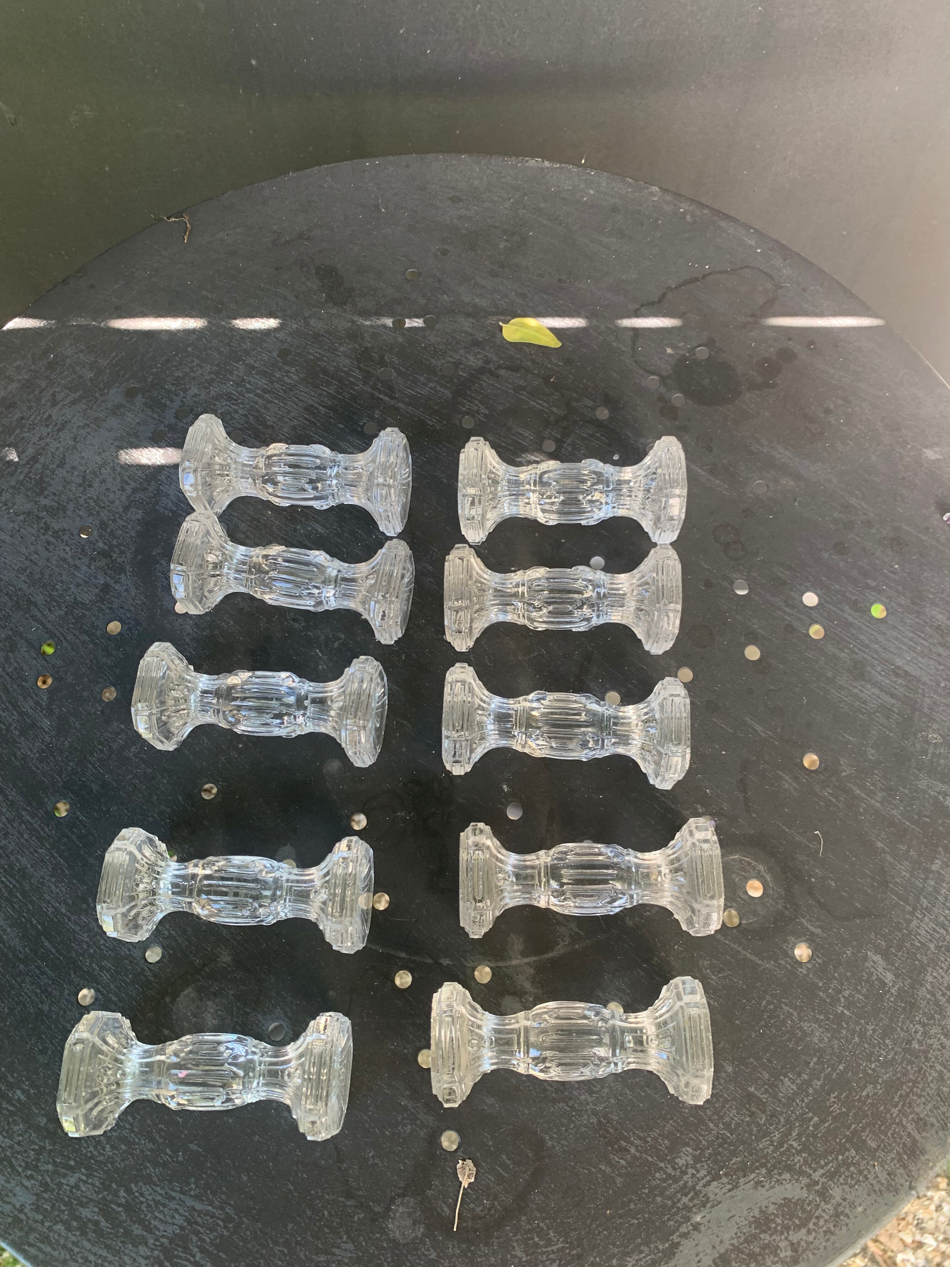 10 antique transparent molded glass knife doors