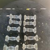 10 antique transparent molded glass knife doors