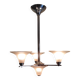 Art Deco chandelier with 4 lights in metal and glass - 1930s/40s