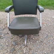 Pullman Armchair in Chrome Metal and Green Leatherette