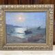 Lever de lune au crépuscule Toulon - Huile sur carton, signé Victorès
