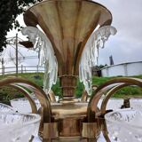 Antique Art Deco brass and glass chandelier